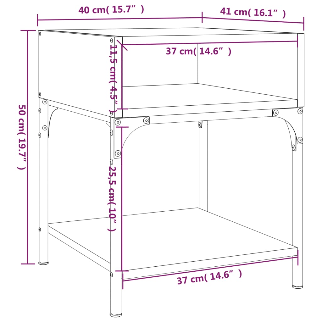 Maison Exclusive - Table de chevet chêne fumé 40x41x50 cm bois d'ingénierie - 9