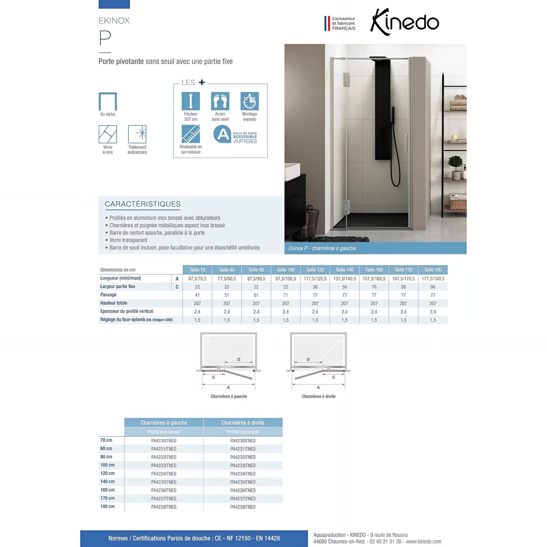 Ekinox p porta doccia cerniere a sinistra 180 cm - 2