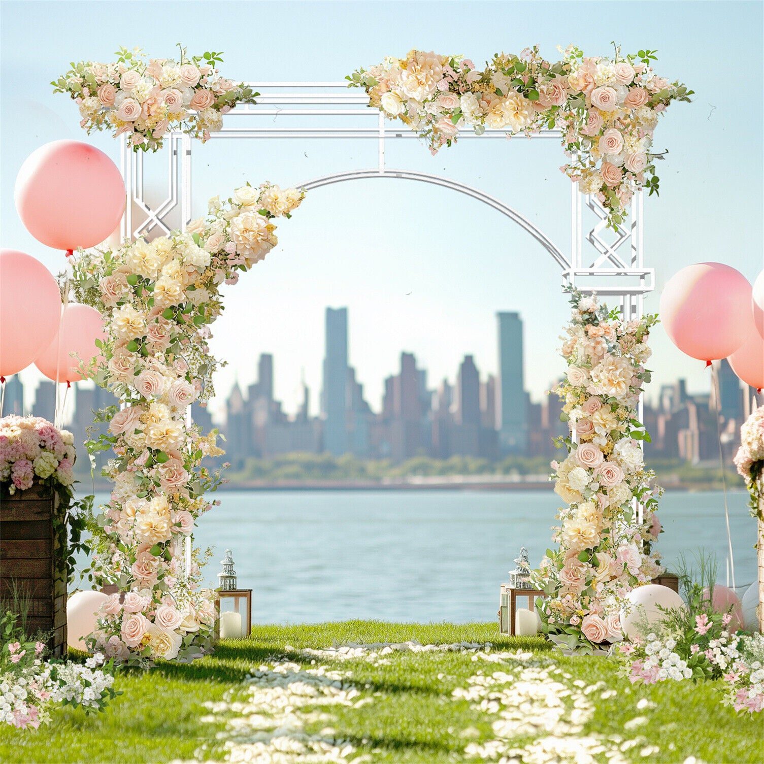 Grande Arche Mariage Toile de Fond Photo, Décoration pour Fête et Cérémonie Noël - 4
