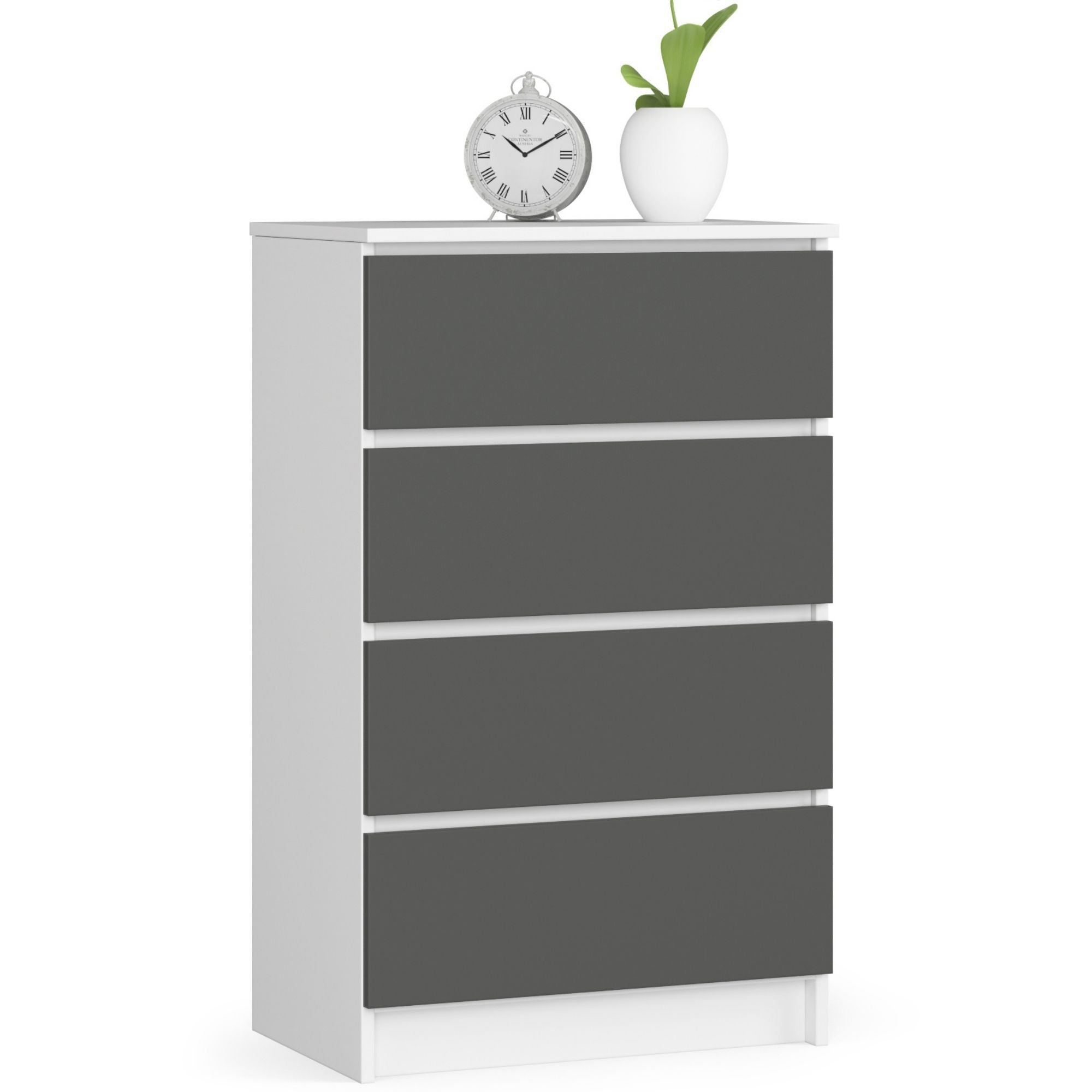 Komoda AKORD K60 Biała 60 cm 4 szuflady kolor Grafit Szary mat 60x40x99 cm