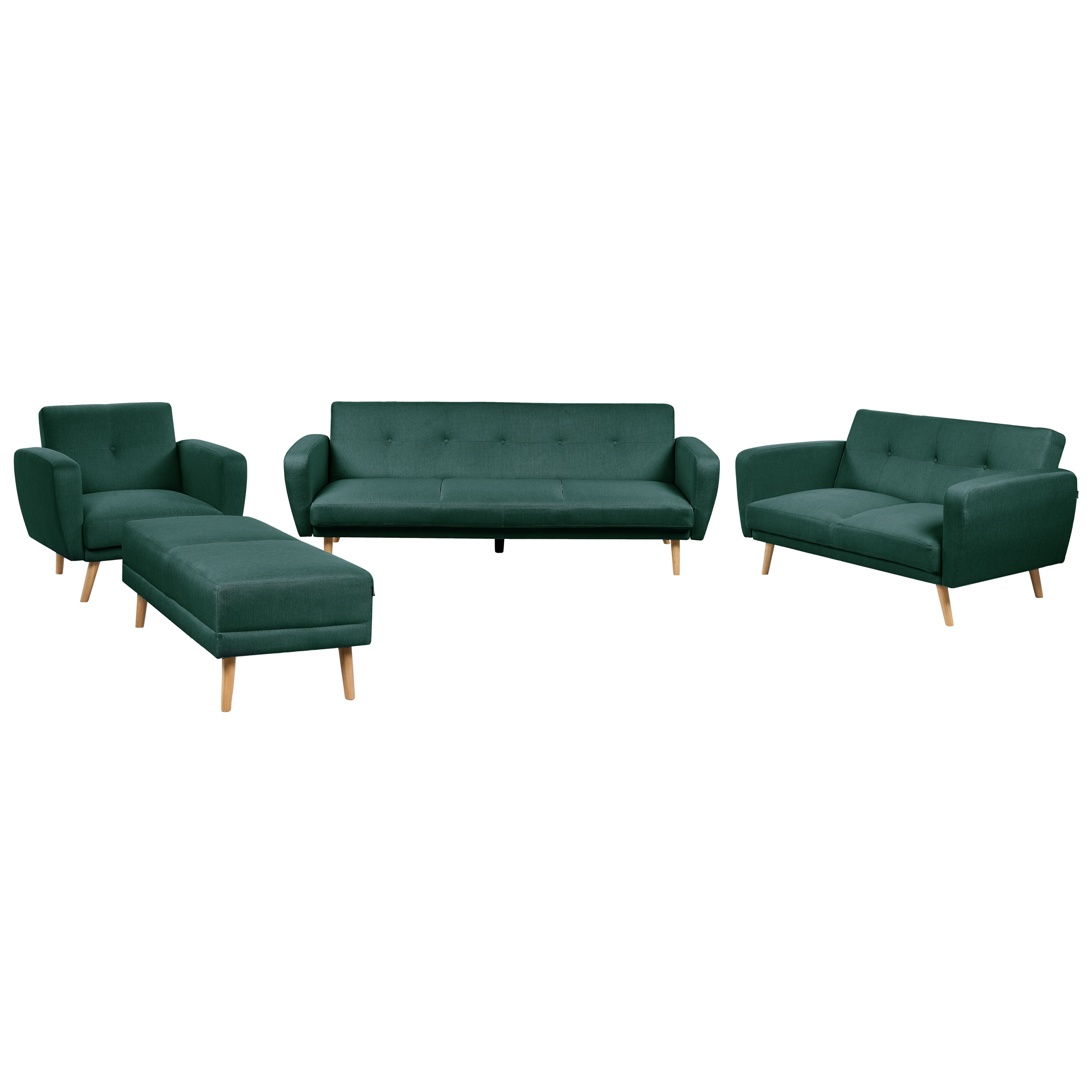 Beliani conjunto de sala de estar de tela verde florli