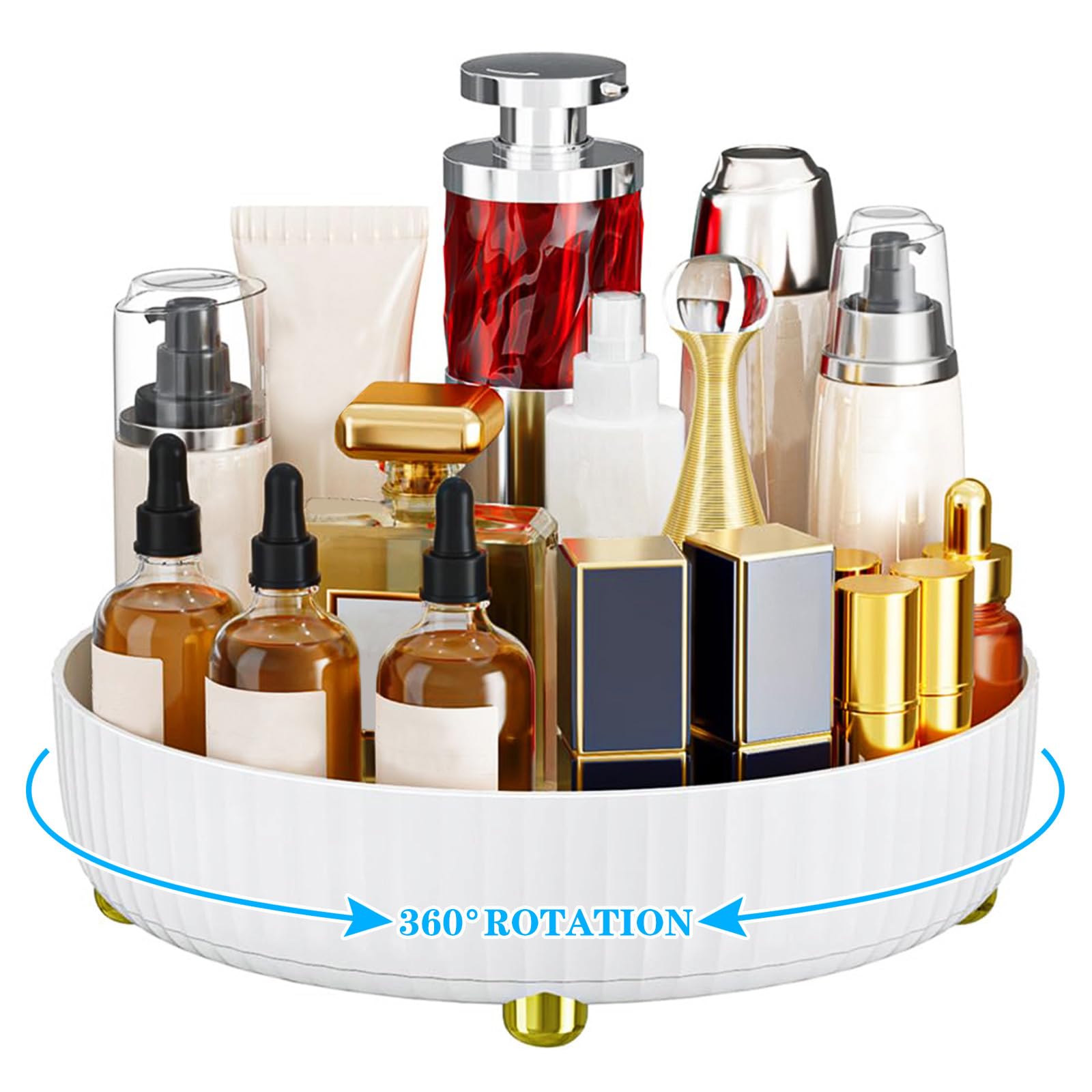 Bekeify Organisateur Maquillage Rotatif 360° - Boîte De Rangement Cosmétique Et Skincare Blanche Pour Salle De Bain Et Coiffeuse