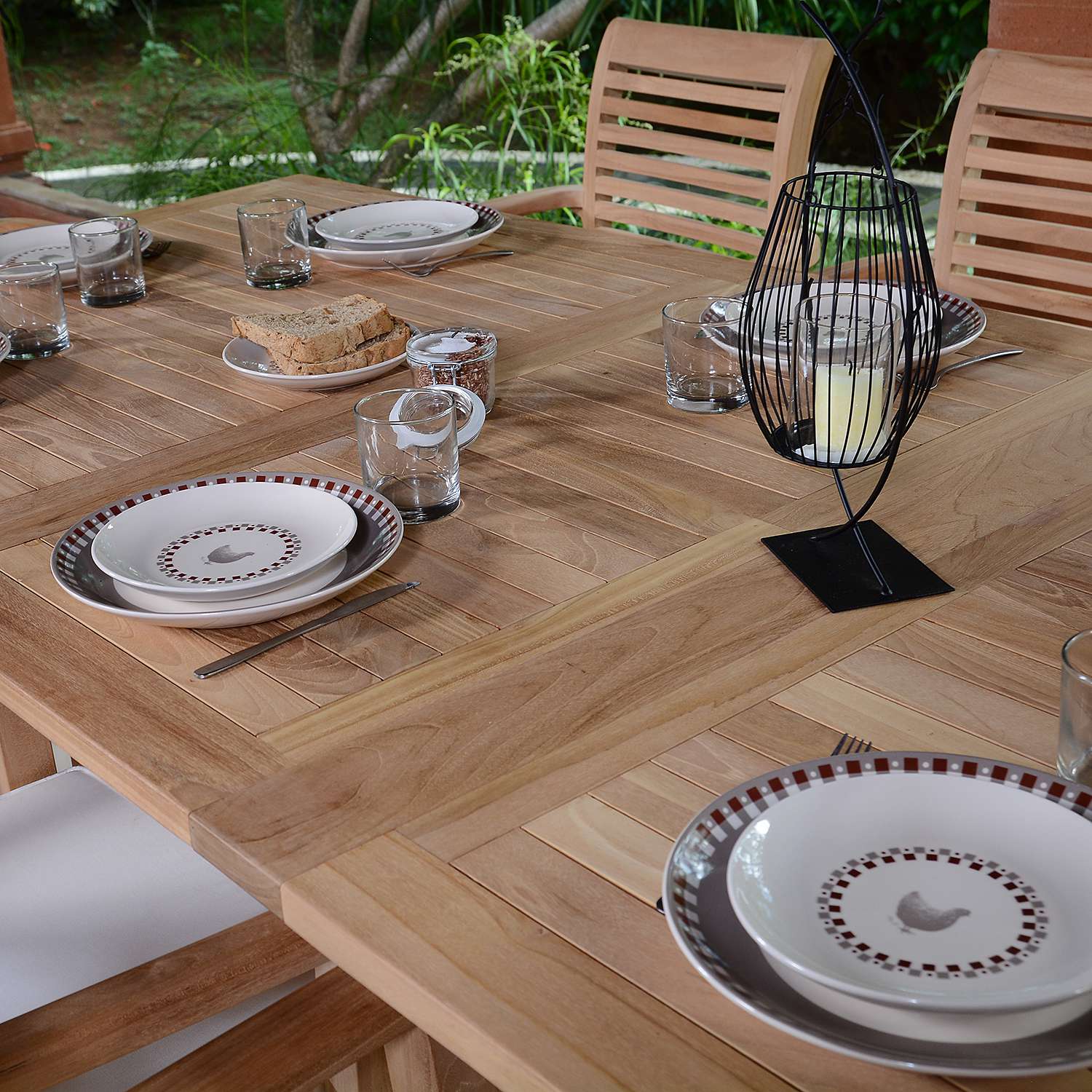 Set di mobili da giardino in teak massiccio Mahina, 10 posti a sedere - 4