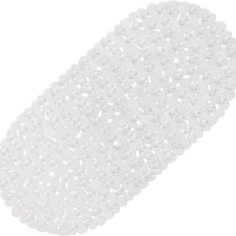 Dywanik łazienkowy kamykowy, transparentny, antypoślizgowy, z przyssawką, odpowiedni do odpływów prysznicowych i wannowych, owalny, 66 x 36 cm