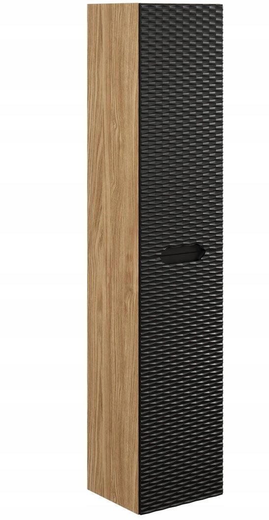 Słupek łazienkowy OCEAN 170 cm czarny dąb olejowany front 3D MDF wiszący