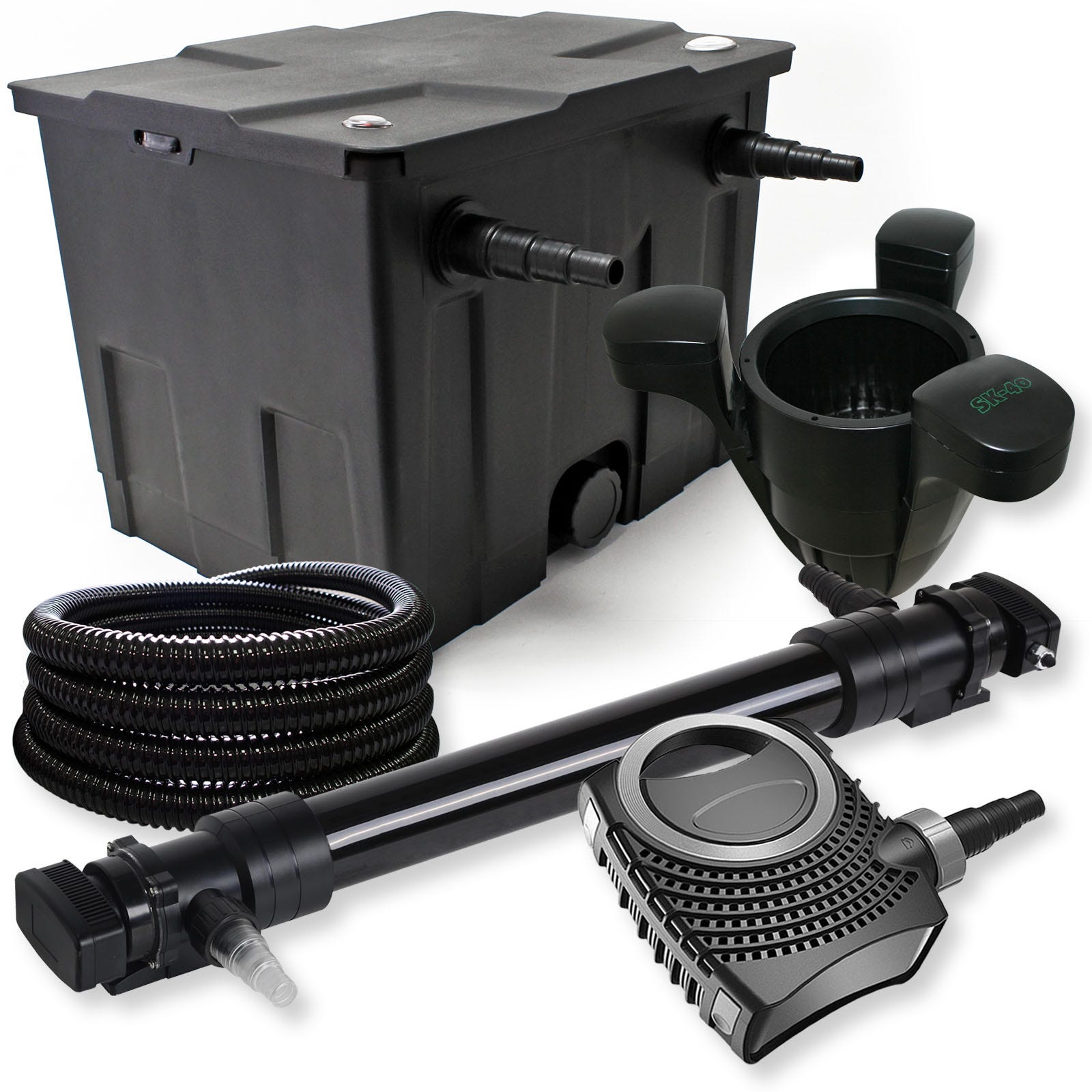 Kit Filtration Complet Bassin SunSun 60000L - Filtre CBF-350B, Pompe 10000L/h, UV 24W, Tuyau 25m