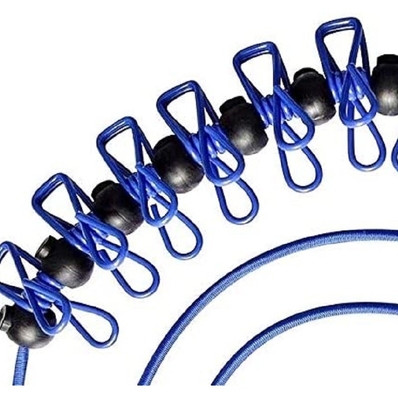 Sznur do bielizny - Sznur podróżny z 12 klipsami, 1,80 m, z haczykiem - Sznur do bielizny kempingowy - Sznur do bielizny mobilny