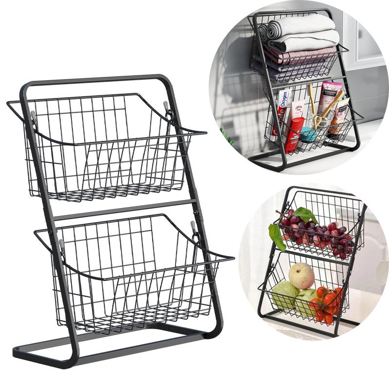 Półka do przechowywania warzyw kuchennych, wielowarstwowa czarna półka na warzywa od podłogi do sufitu, kosz do przechowywania owoców i warzyw