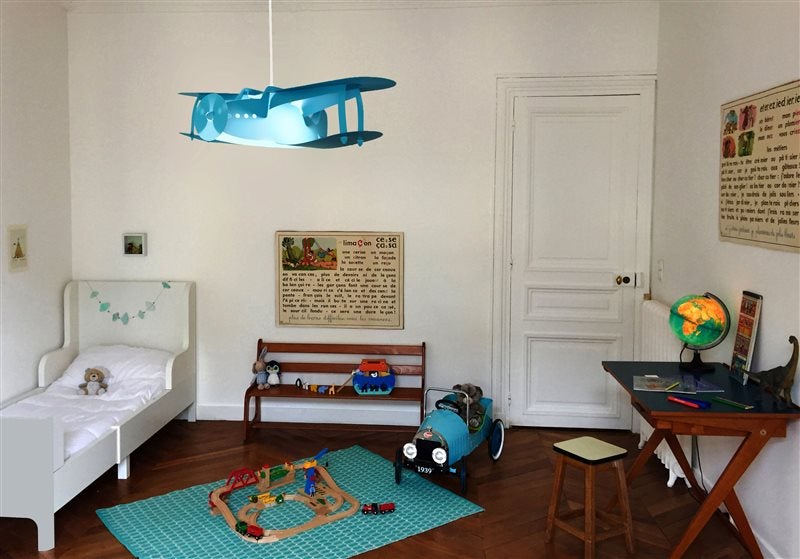 Lampe suspension enfant AVION - R&M Coudert - turquoise - 2