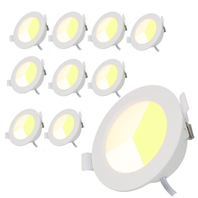 Pack de 10 Downlights LED Embutidos Circulares 5 W IP44 – CCT Ajustável 3000K/4000K/6000K – Corte Ø75-80 mm – Branco
