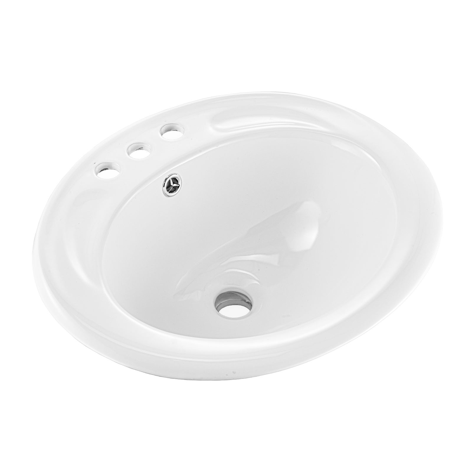 Umywalka półblatowa ceramiczna VEVOR owalna 485 x 425 mm 3 otwory pod baterię
