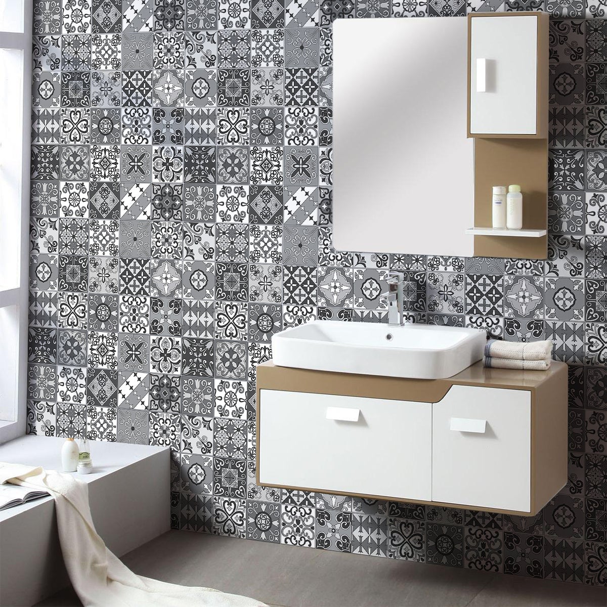 60 vinilo baldosas azulejos sovania - adhesivo de pared - revestimiento sticker mural decorativo - 60stickers20x20cm