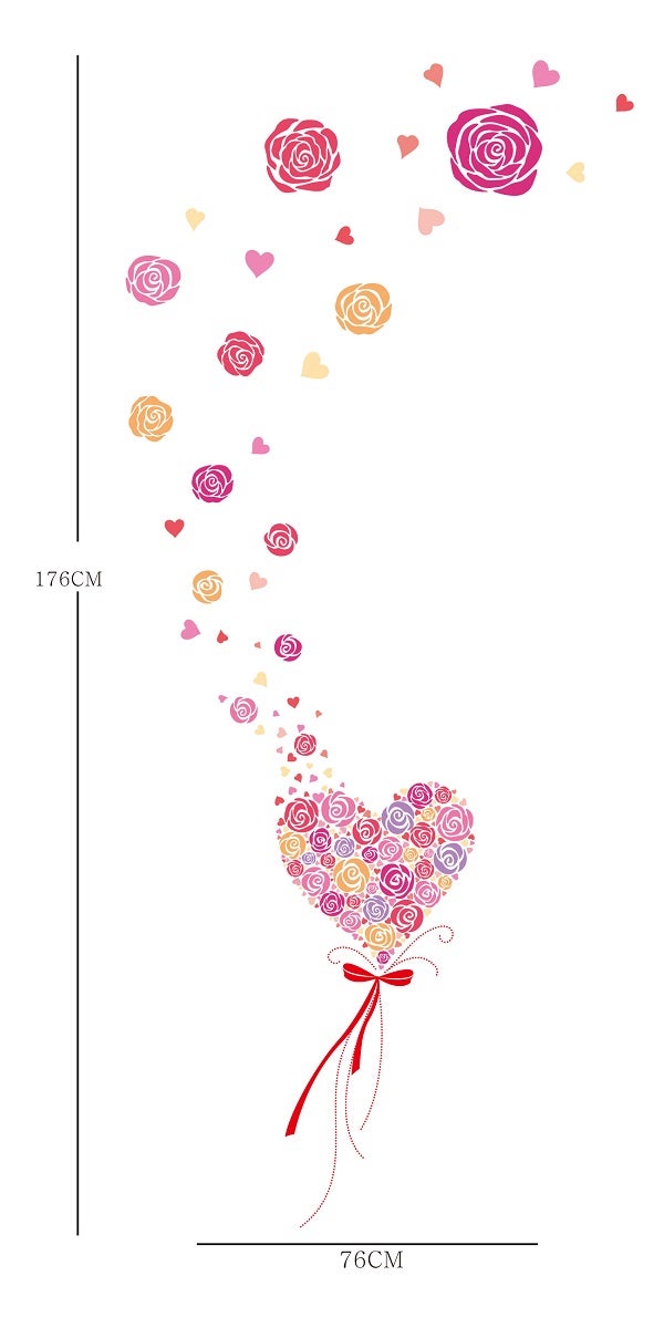 Adesivo Volare cuori e rose - Sticker adesivo - adesivi murali - - 5