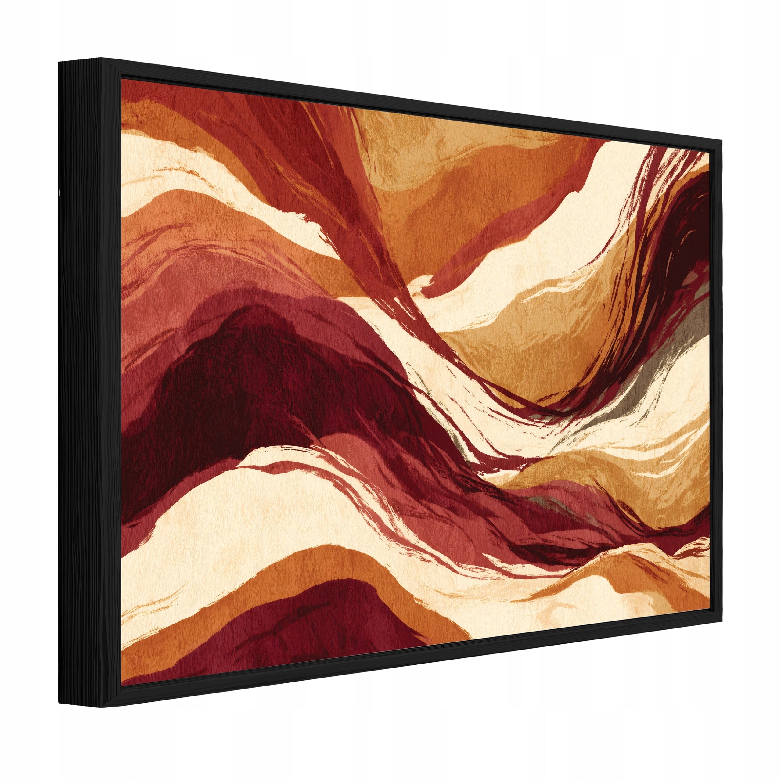 Tablou Canvas abstract portocaliu valuri Tablou decorativ Rama Neagra Living Bucatarie Tablouri de perete 90x60 cm