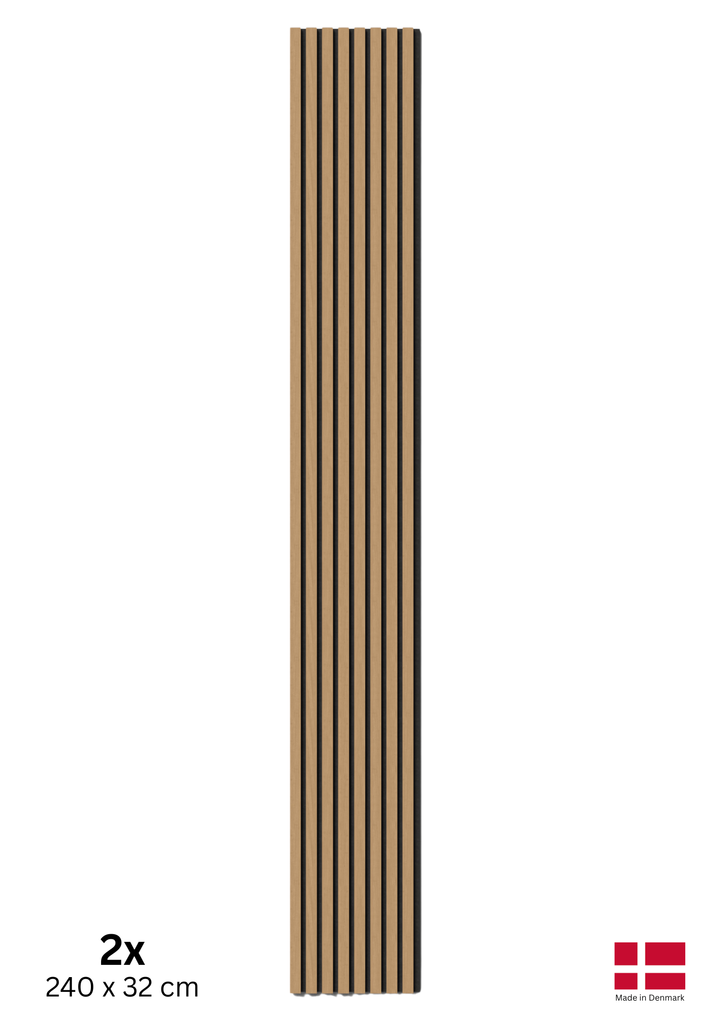 Lot de 2 panneaux tasseaux acoustiques MDF décor chêne naturel, feutrine noire, 240x32 cm Nordic Acoustics - 2