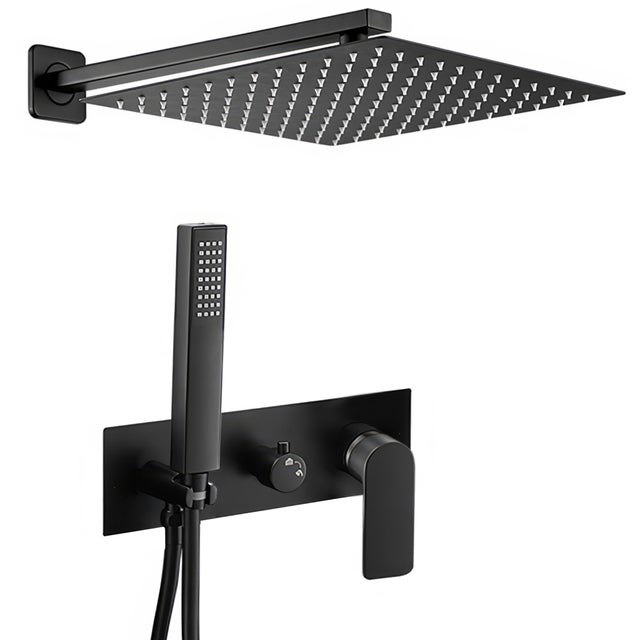 Valaz Douche carrée monocommande encastrée noir mat - Série Miño - 20 cm