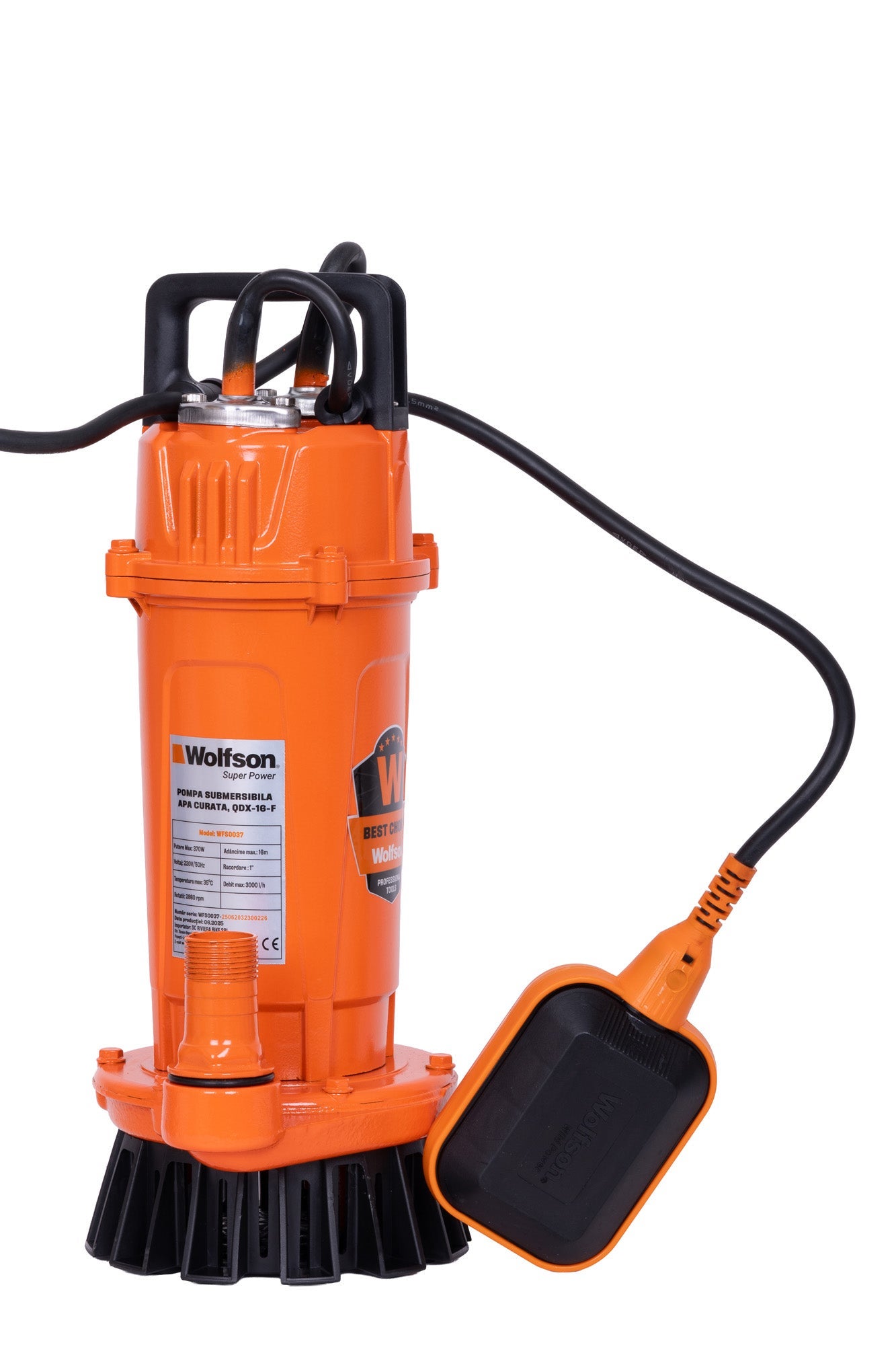 Pompa submersibila apa curata cu plutitor Wolfson QDX-16-F, 370W, 3000 l/h