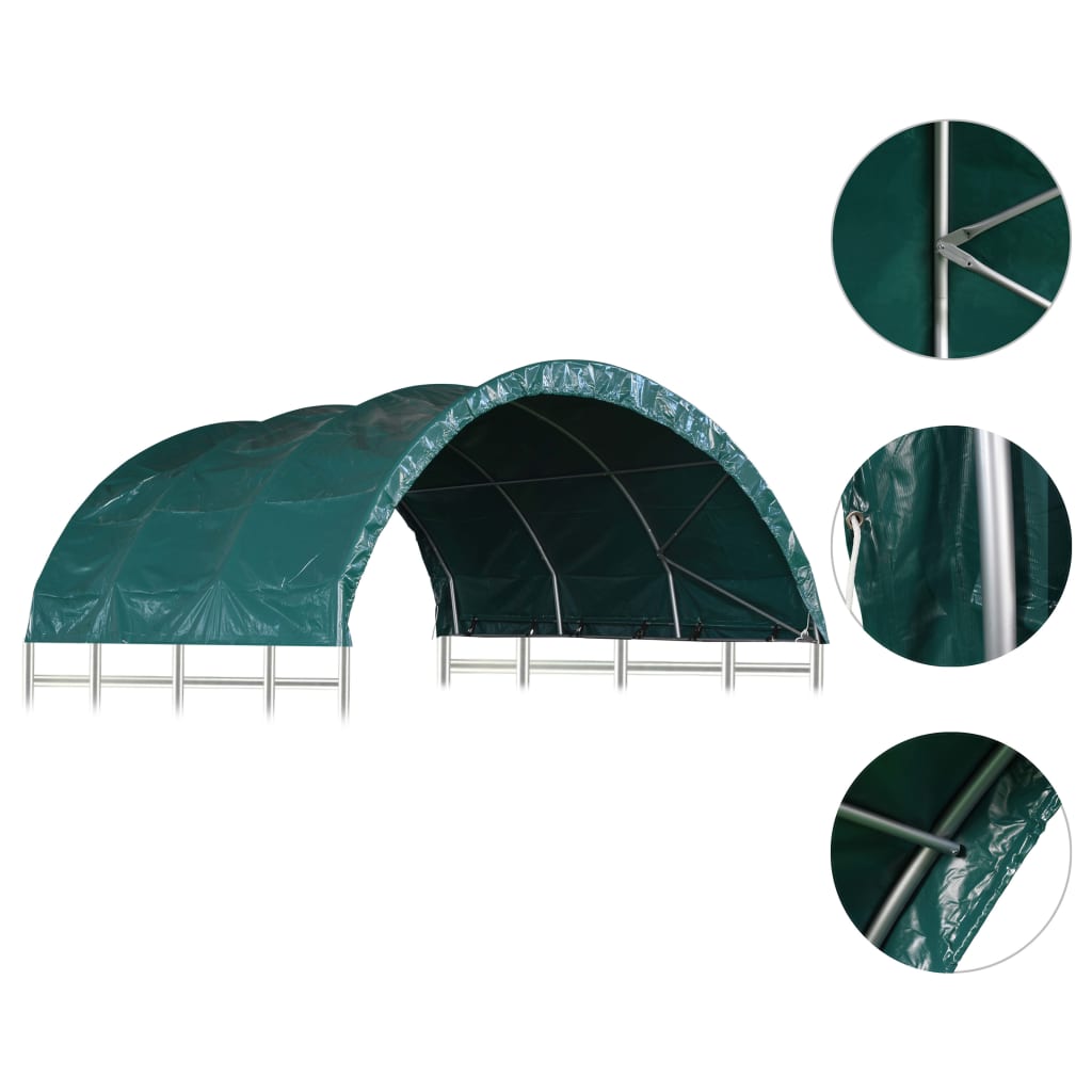 Maison Exclusive - Tenda per Bestiame in PVC 3,7x3,7 m Verde - 4
