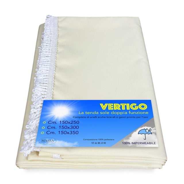 VERTIGO EXTÉRIEUR SUN CURTAIN GARDEN BALCON CRÈME UNITED imperméable à l'eau et hydrofuge Cm. 150 x 250