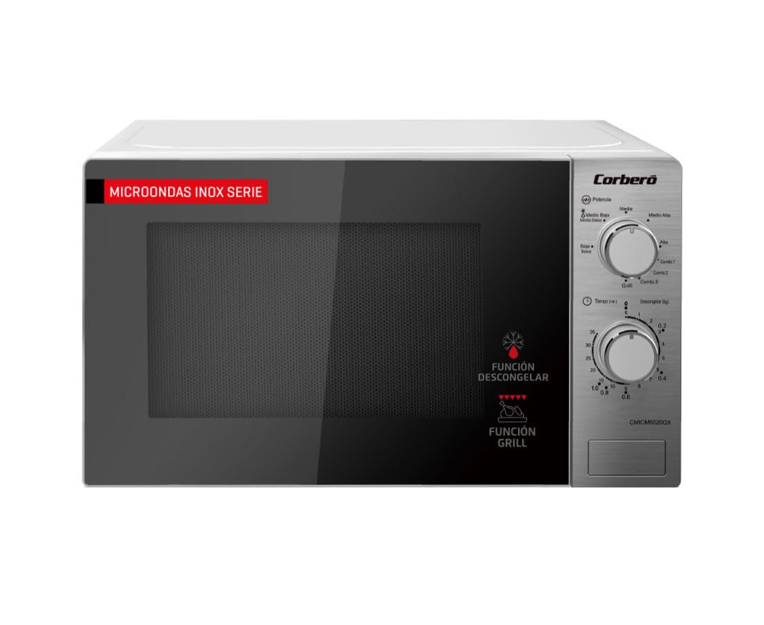 Corberó Corberó, Microondas Libre Instalación Cmicm6020gx, 700W, Grill, Descongelar, Temporizador 35 Min, Inox , Leroy Merlin