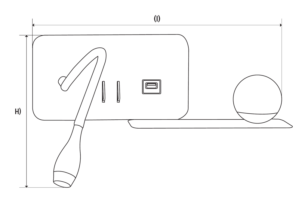 Applique-Liseuse Intérieur 5W+3W 350lm+210lm Droite Blanc Chaud - 5