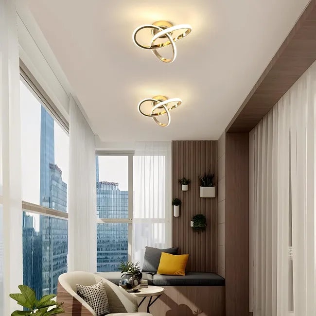 Plafonnier LED, Lustre LED basse consommation, Plafonnier moderne, Luminaire d'allée LED design, 3 températures de couleur (3000K-6000K) - 8