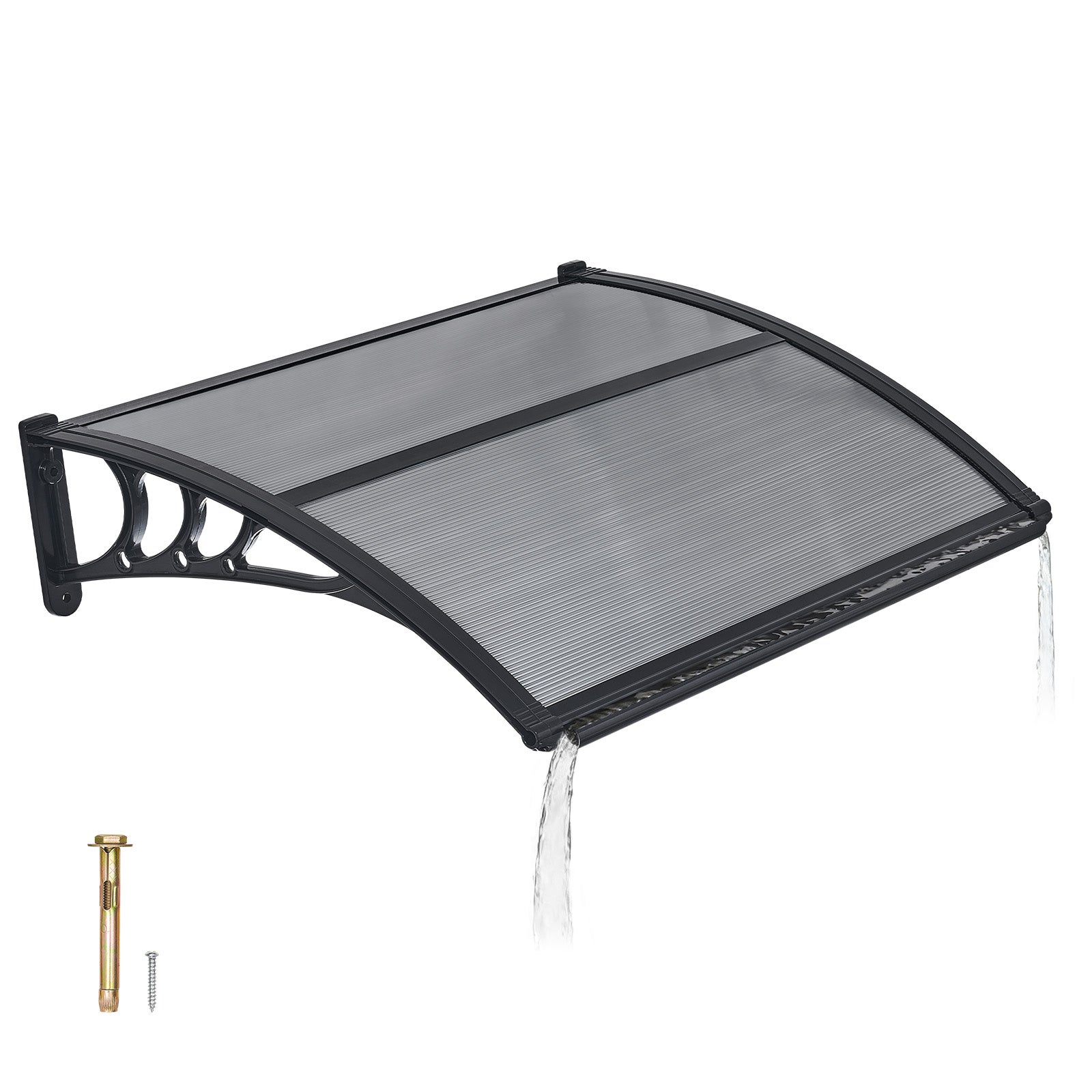 Marquesina vevor de policarbonato para puerta de entrada (75,5 x 100 cm), para exteriores, ideal para ventanas,con drenaje y soporte de abs