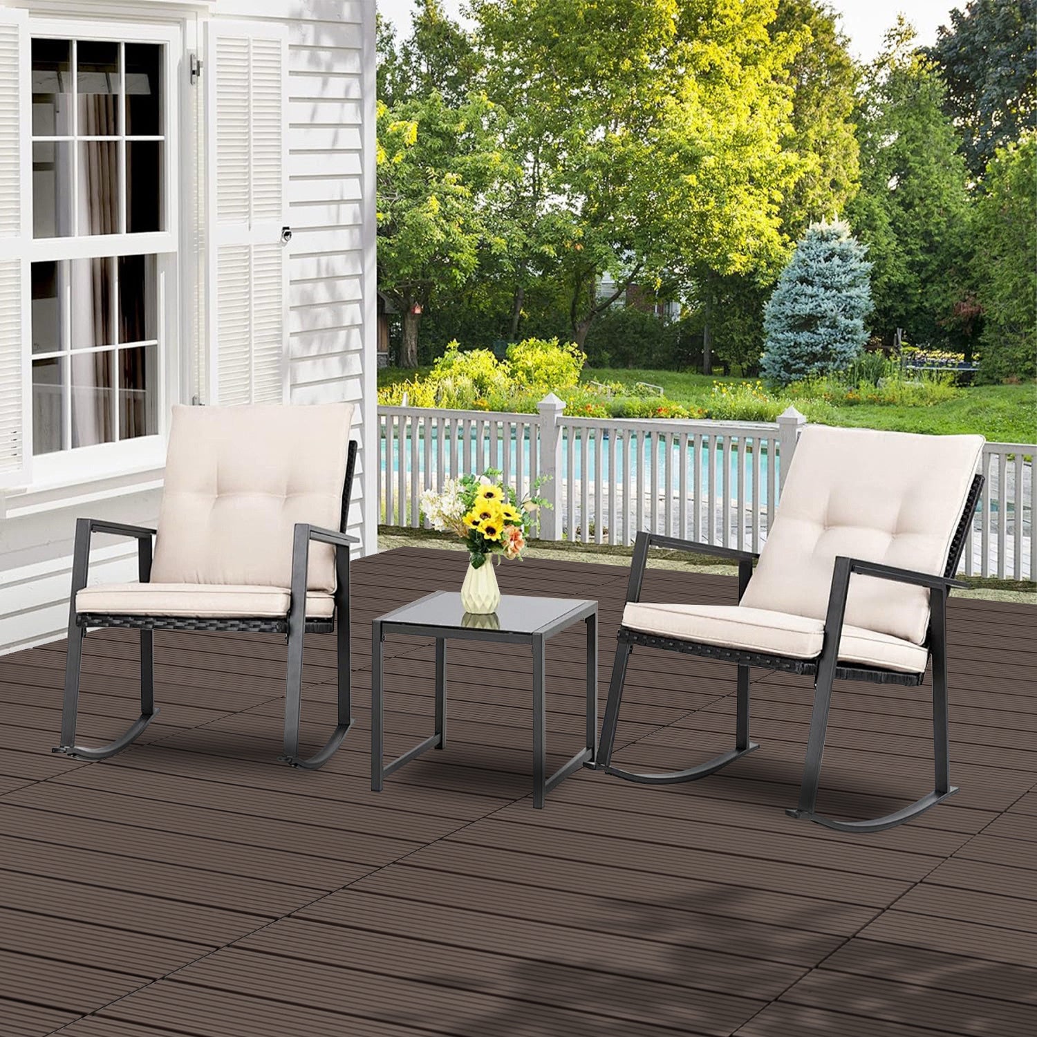 30 x Dalles de terrasse en WPC pour balcon et jardin installation sans outil structure adaptée aux grandes aces Marron café 30x60CM - 8
