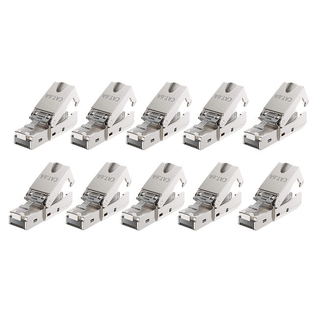 Lot de 10 connecteurs rj45 cat6a blindé pour câble monobrin ou multibrins CONECTICPLUS