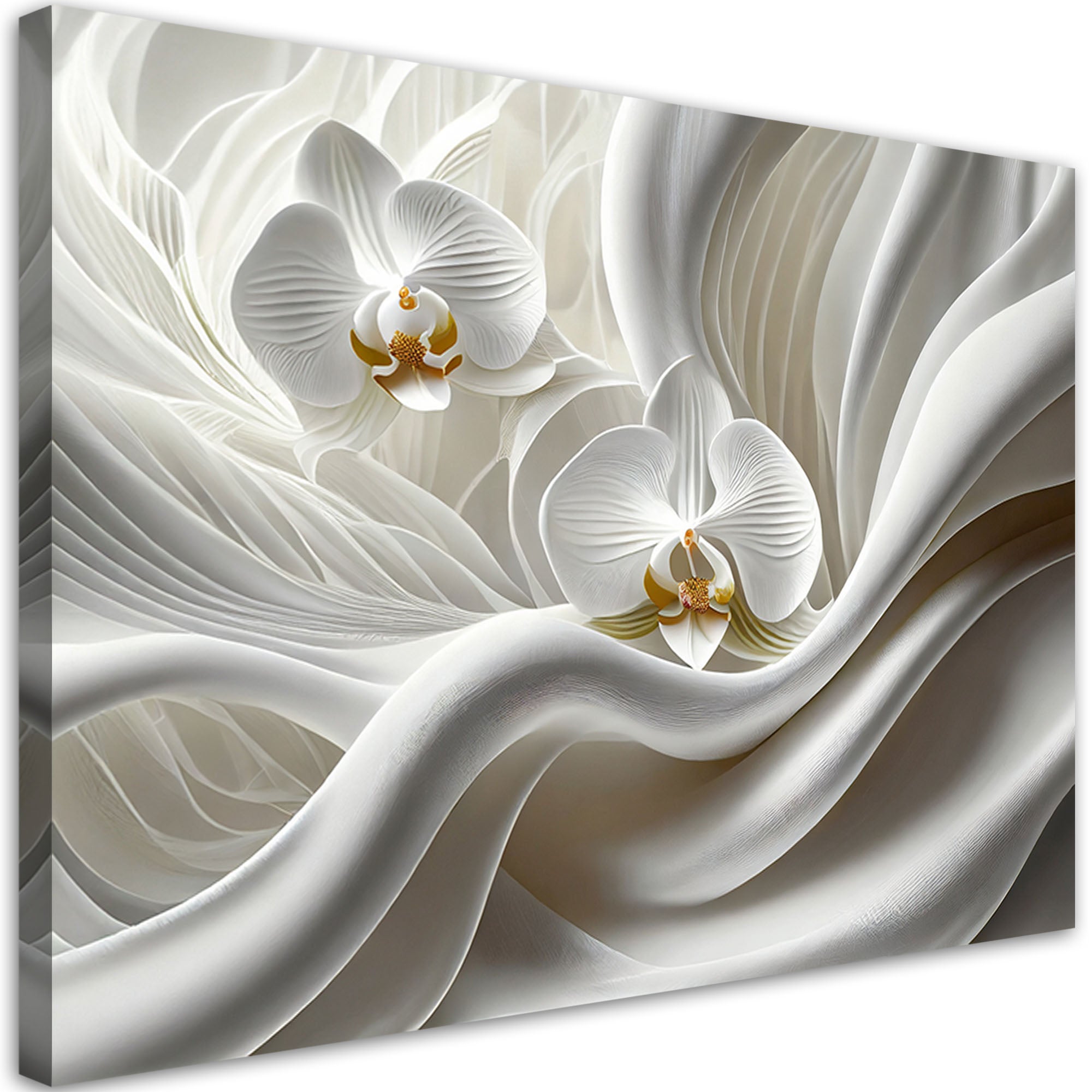 Obraz, Biała orchidea i abstrakcja 3D 90x60