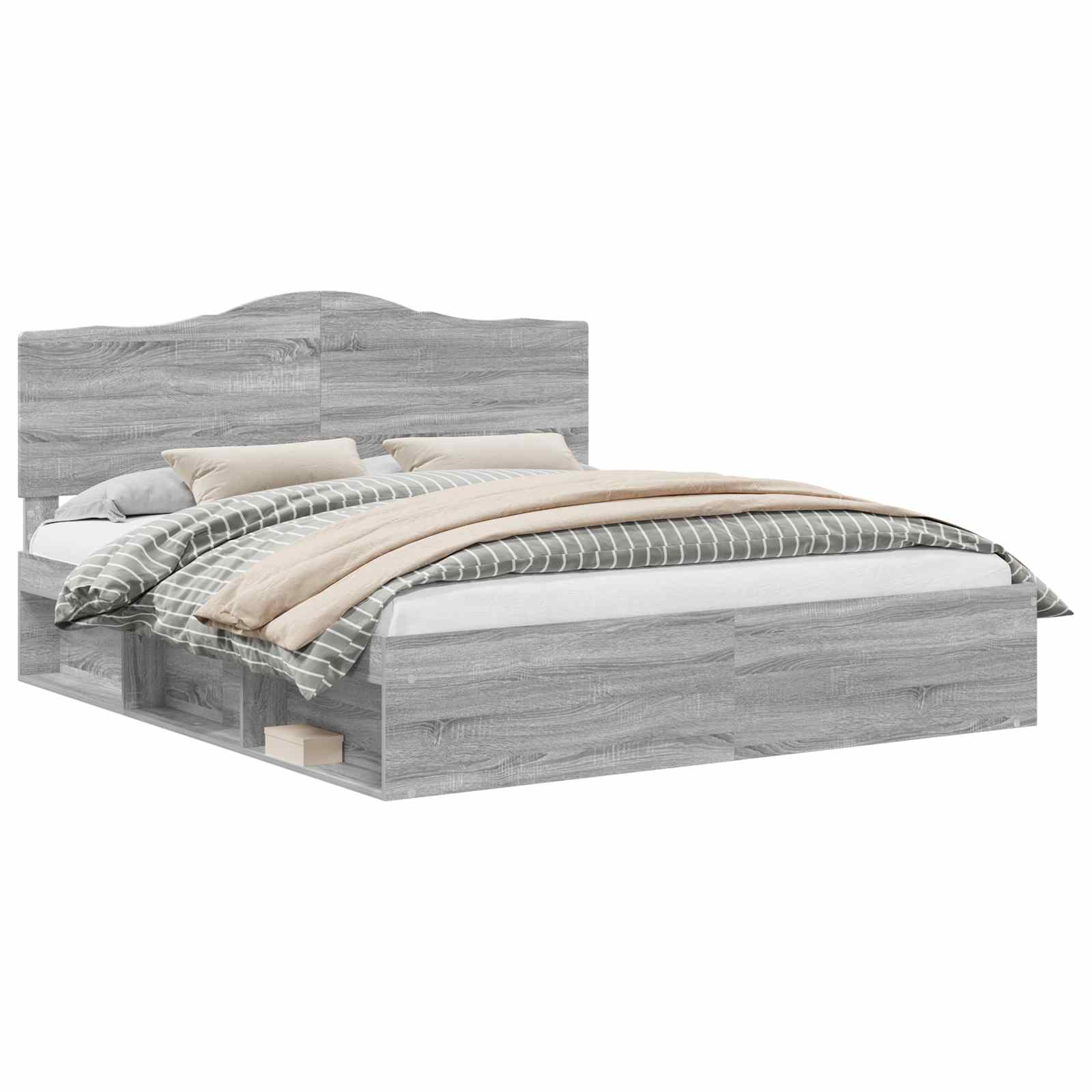 Cadre de lit gris en pin massif pour la chambre, 180 × 200 cm - 2