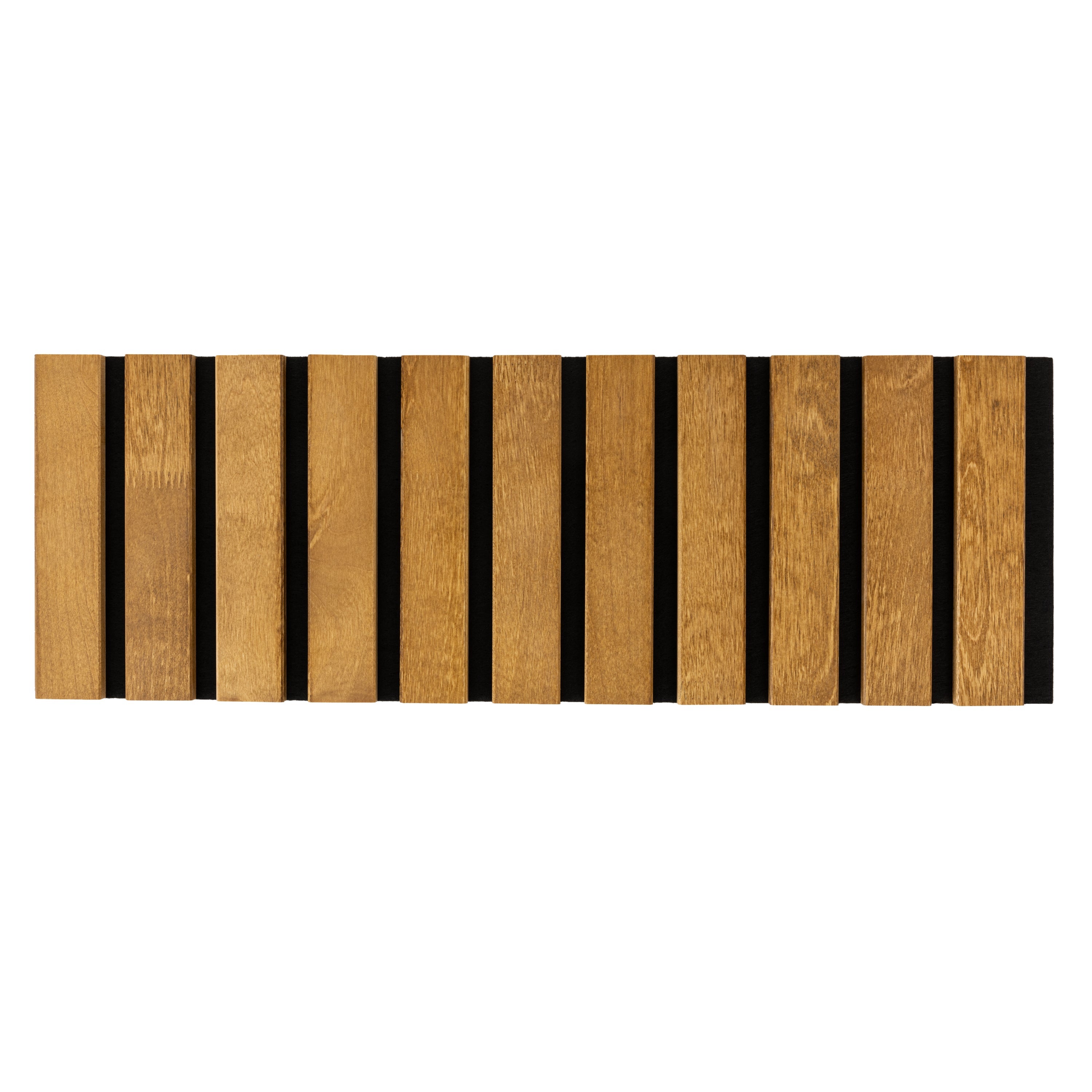 Panneau Tasseau Acoustique en Bois - 20x60cm - Lattes 40mm, Support en Feutre Noir - 4