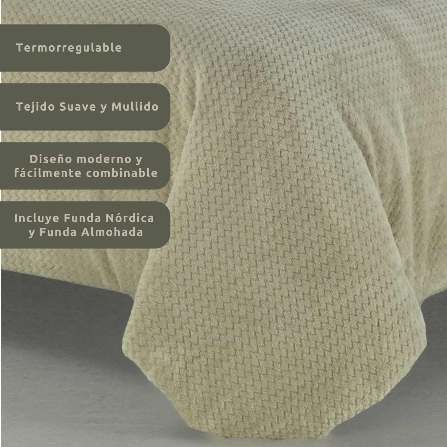Funda Nórdica Coralina Lisa Beige Cama 150cm (240x220cm) Donegal Collections - 4
