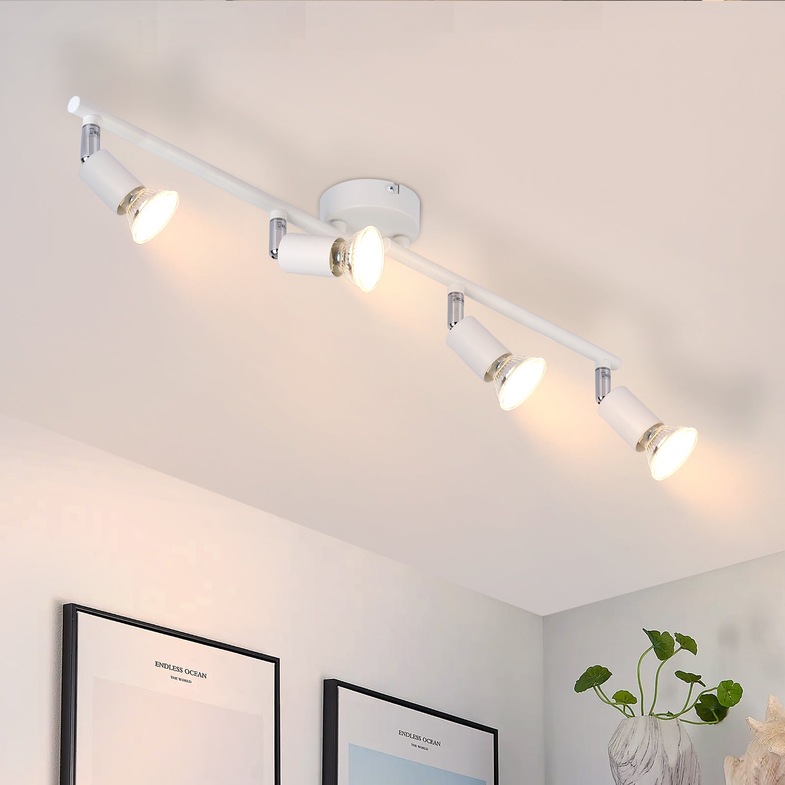 Nettlife Reflektorowa sufitowy 4-punktowy GU10, LED, biały, Nowoczesna lampa punktowa