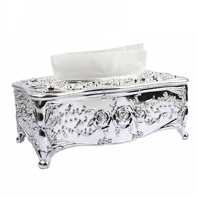 Srebrna osłona na pudełko z chusteczkami łazienkowymi i biurowymi