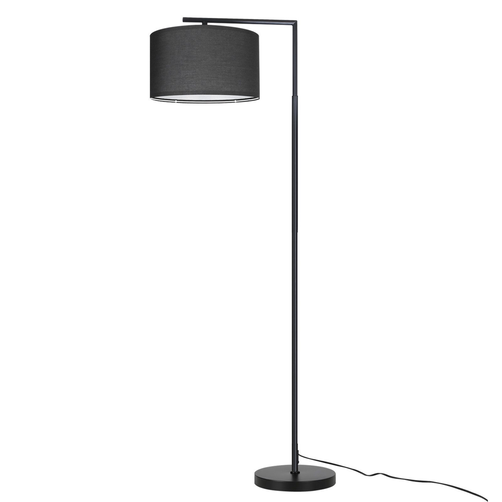 NETTLIFE Czarna lampa podłogowa do salonu: nowoczesna designerska tkanina, gniazdo E27 o mocy max 40W z włącznikiem nożnym - 9