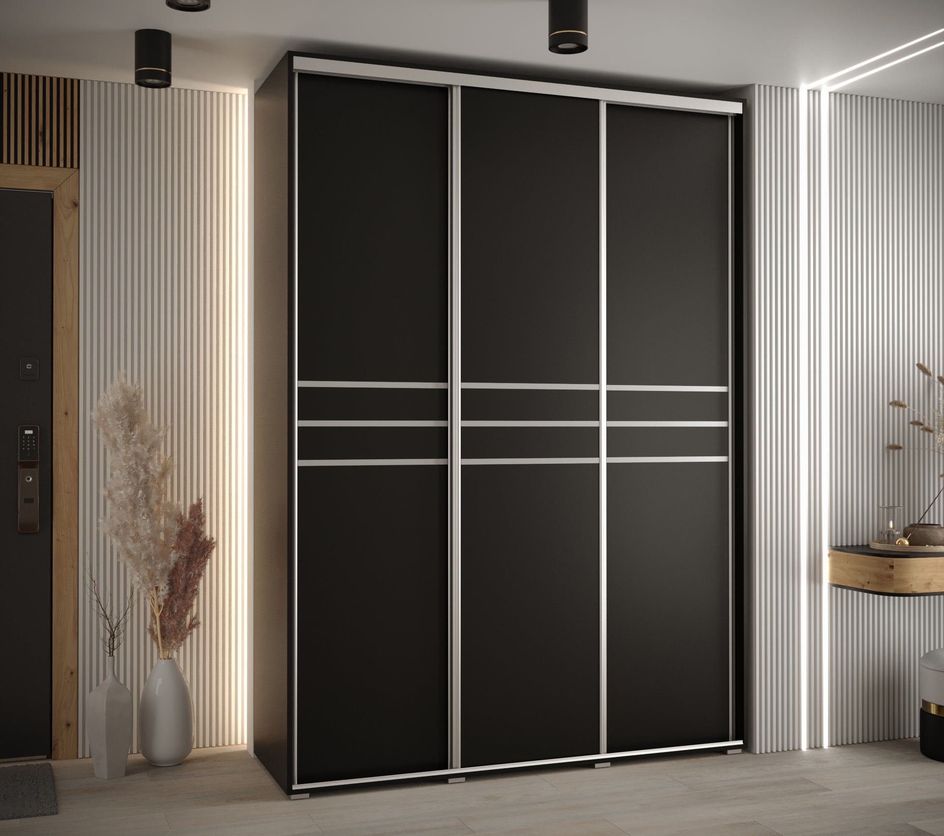 Szafa przesuwna wysoka Davos 10 170 x 45 x 235,2 cm czarny + czarny + u. srebrny - Abiks Meble - 2