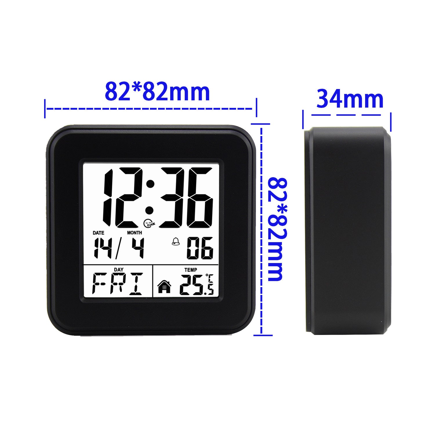 Sveglia atomica digitale con ora precisa radiocontrollata, temperatura, data e snooze, perfetta per camera, stanza bimbi e home office – blu - 2