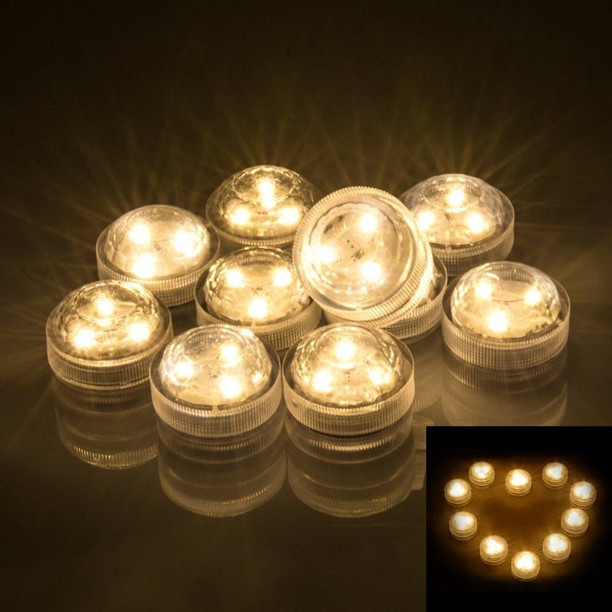 12 lumânări LED fără flacără pâlpâitoare, lumini LED submersibile, cu baterii și telecomandă, lumini de scufundare, potrivite pentru decor...
