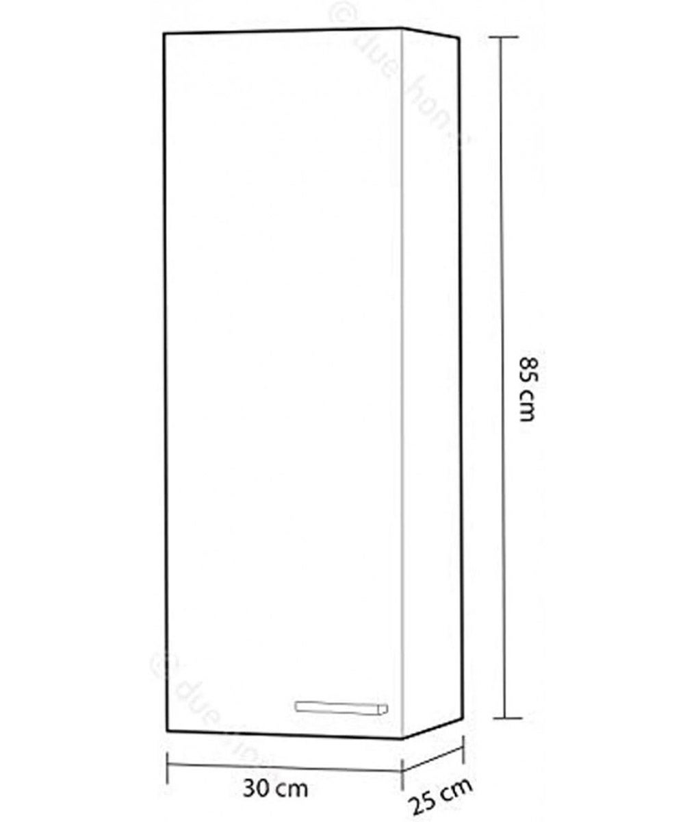 Colonne salle de bain Suspendue avec 1 Porte coloris blanc brillant - 85 x 30 x 25 cm - 2