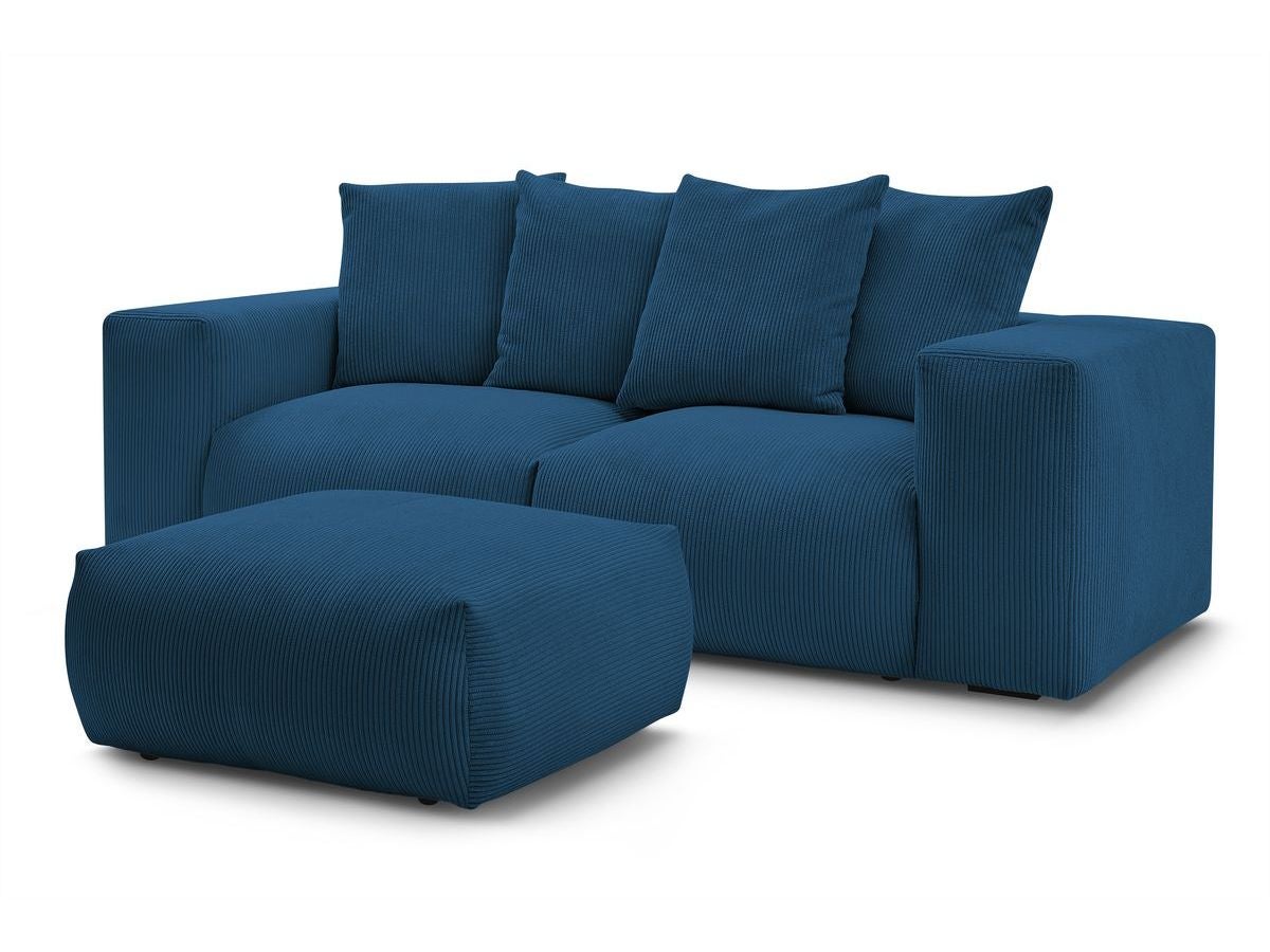 Canapé droit fixe modulable VOLTAIRE avec pouf BOBOCHIC 4 places Bleu ...
