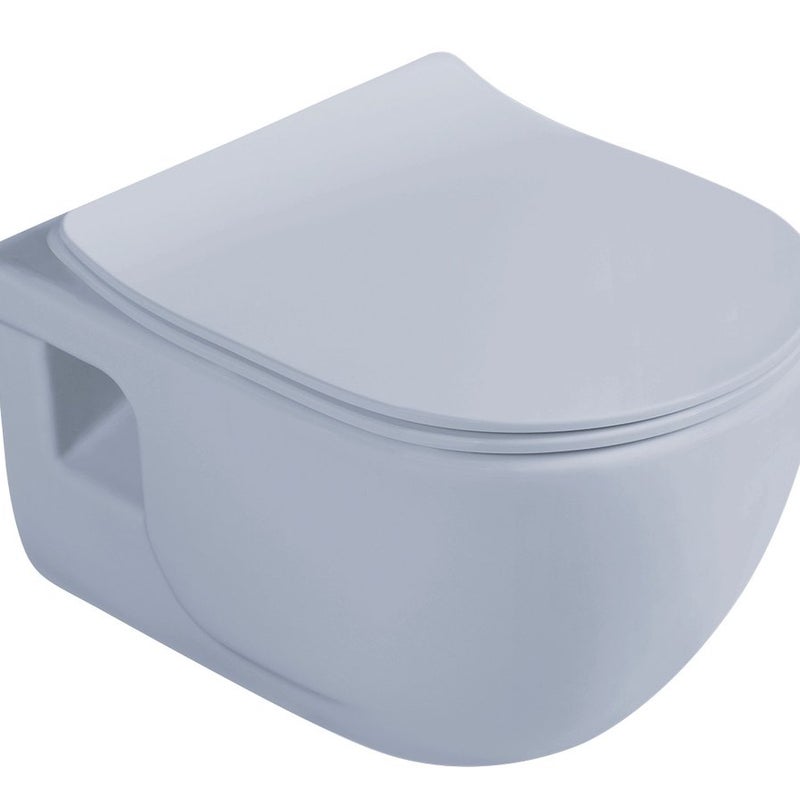 Miska WC wisząca rimless 35,5x53 cm, deska, jasnoniebieski matowe