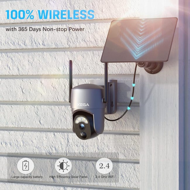Sistema di telecamere di sicurezza wireless a energia solare, per esterni, kit a 4 camme, sistema di sicurezza domestica con risoluzione 2K, durata della batteria di 365 giorni, visione notturna Sistema di telecamere di sicurezza wireless a energia solare, per esterni, kit a 4 camme, sistema di sicurezza domestica con risoluzione 2K, durata della batteria di 365 giorni, visione notturna