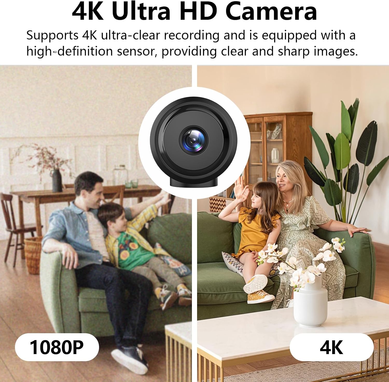 Caméra cachée, caméras de sécurité HD WiFi sans fil avec stockage sur carte SD et contrôle par application, surveillance sans fil - 4