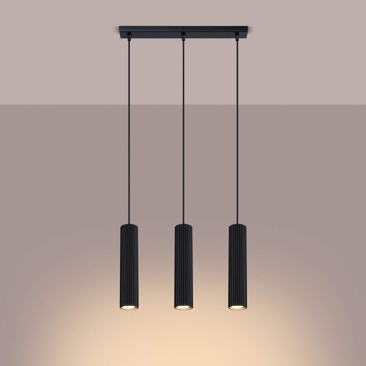 Lampa wisząca GLOOW 3L czarny LED 3000K - 45x6.5x98cm Sollux