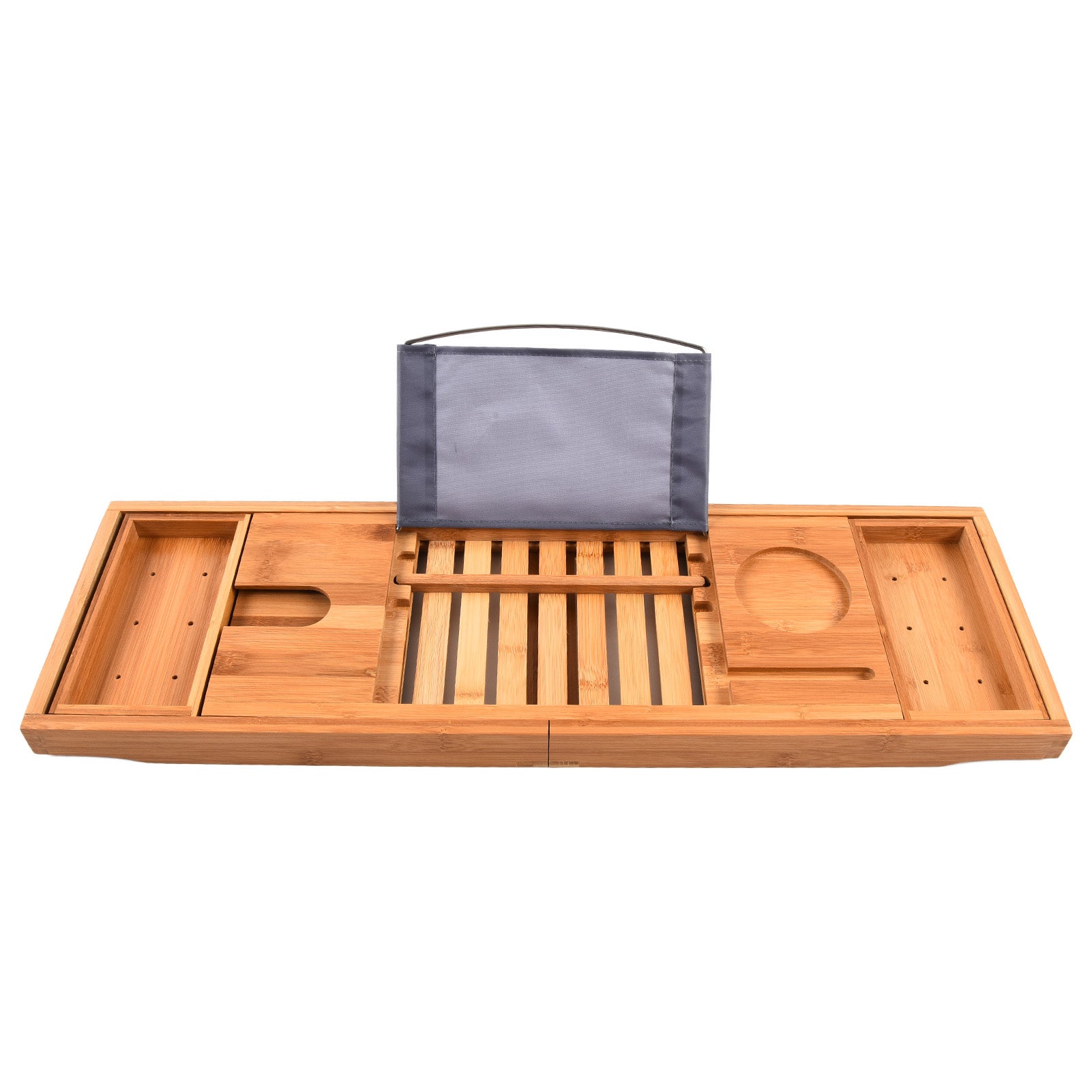 Plateau De Baignoire En Bambou Extensible (75-110 Cm) - Support Anti-dérapant Pour Livre, IPad, Verre - Noir
