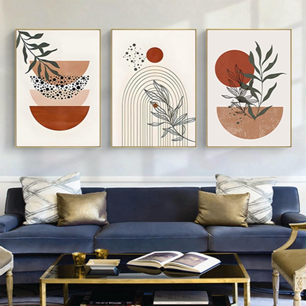 Lot de 3 posters - Style bohème - Plante esthétique - Art abstrait moderne - Tableau mural - Décoration bohème - Sans cadre - Poster 09, 30 x 40 cm - 2