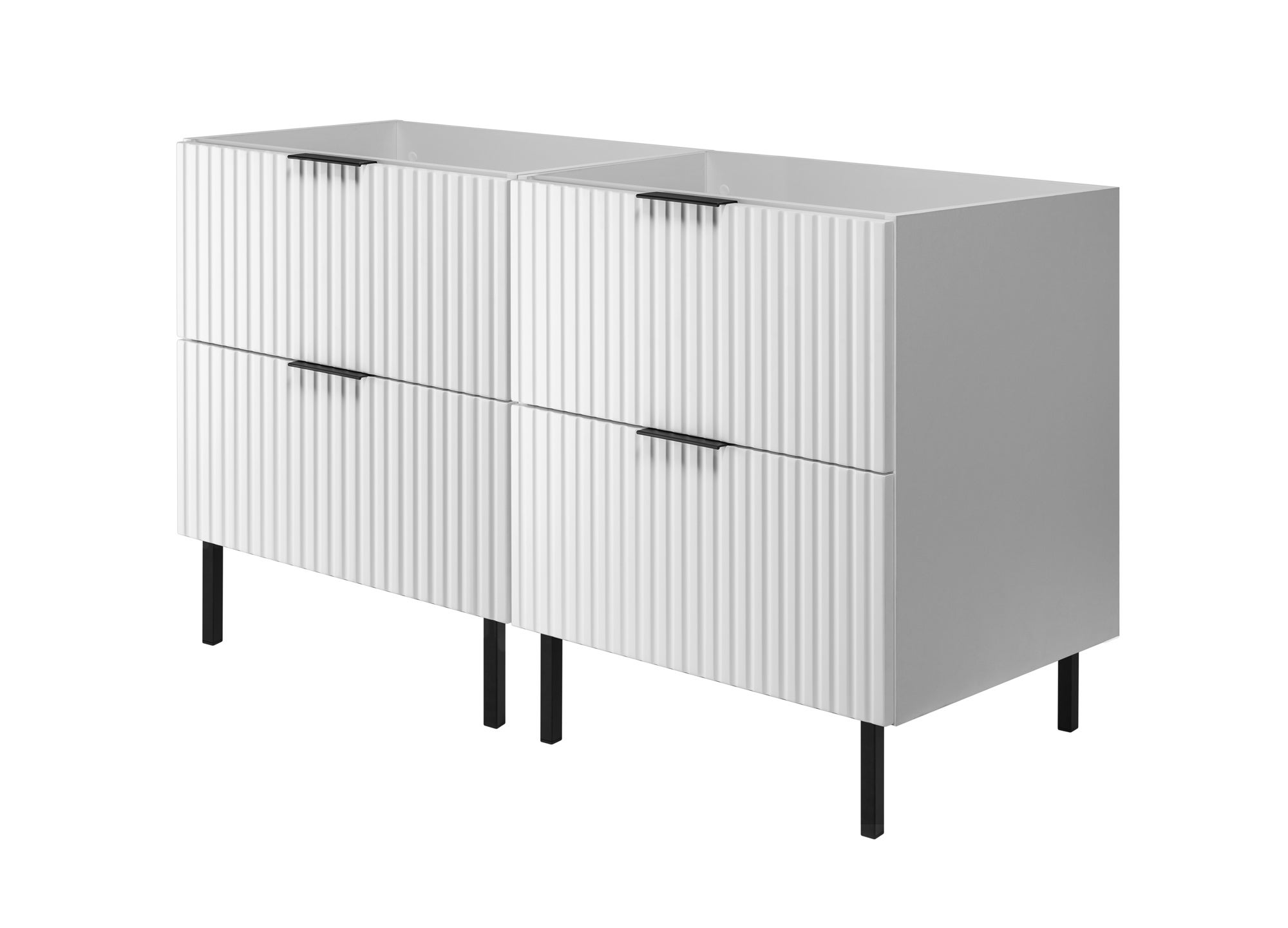 Szafka pod umywalkę FLOW 120 cm biała 2 kolory uchwytów nóżki w zestawie ryflowane fronty