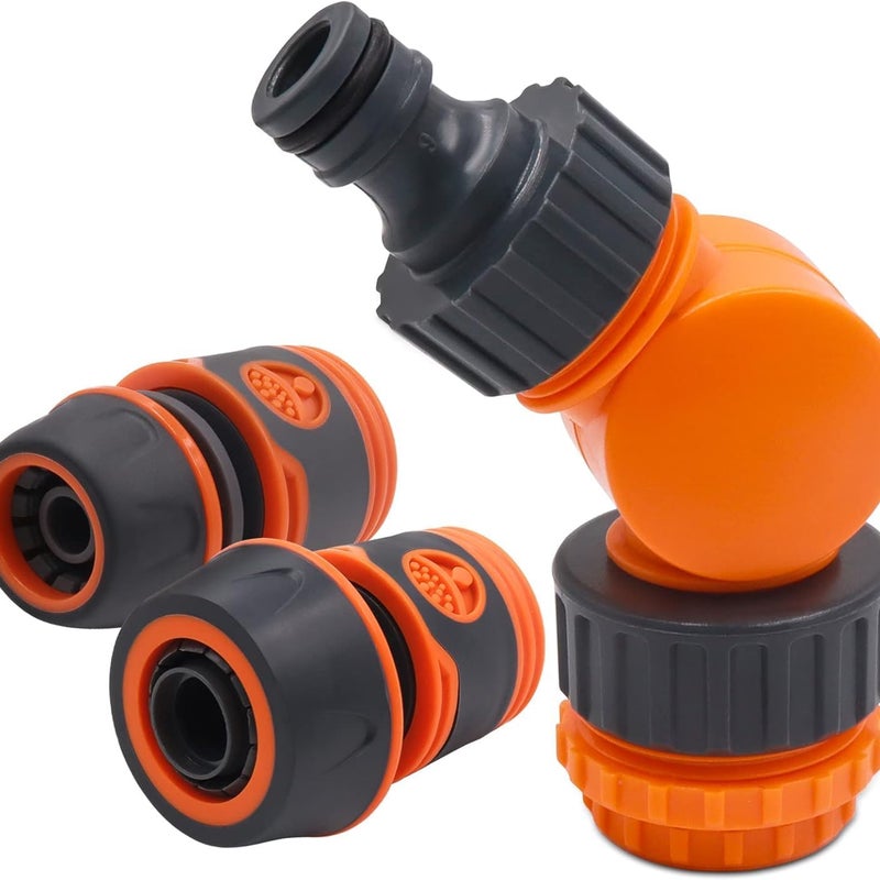 Złącze kolankowe obrotowe 3 w 1 do kranu 1/2", 3/4", 1" z 2 złączami do węża 1/2" i 3/4" do kranów ogrodowych i węży