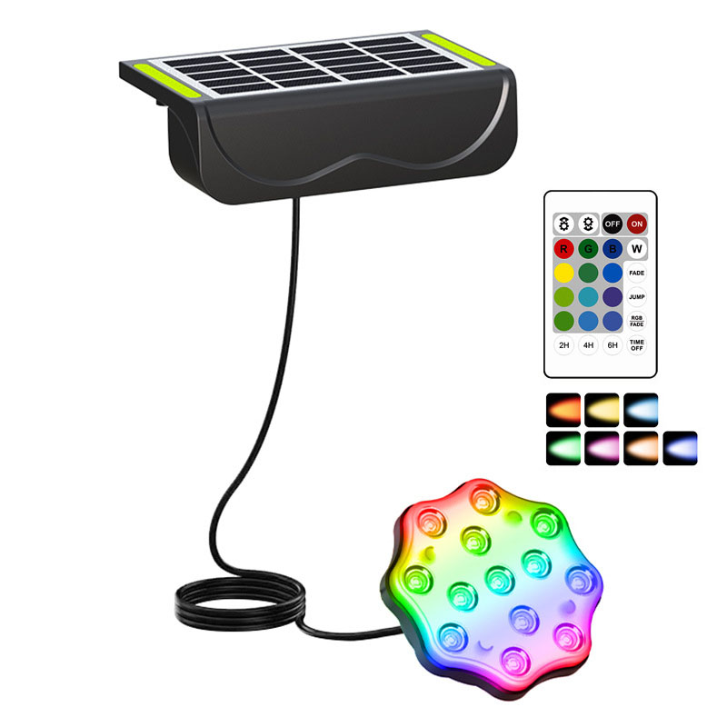 Zestaw 1 lampy solarnej do basenu, podwodna lampa LED solarna, z pilotem, kolorowe oświetlenie ogrodzeniowe RGB, wodoszczelność IP68